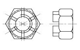 Гайка шестигранная прорезная и корончатая, класс точности В ГОСТ 5918-73
